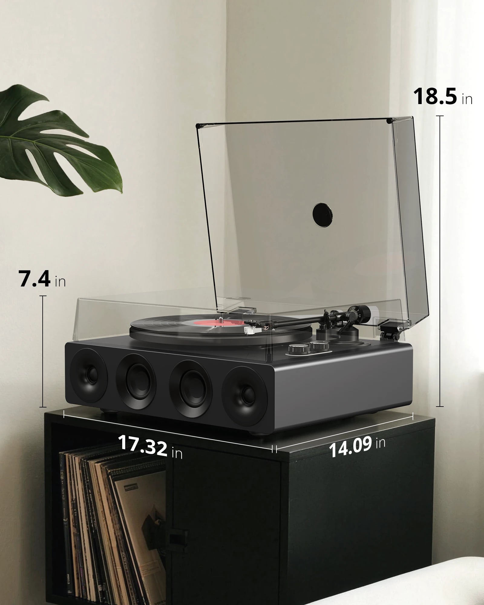 1byone all-in-one belt-drive stereo turntable in black - view 8