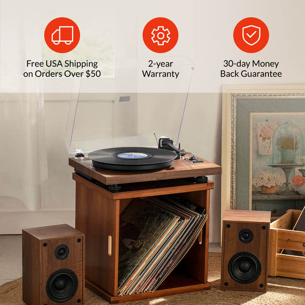 H004 Hi-Fi Turntable  Record Player With Speakers